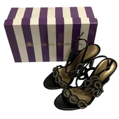 良品 GRACE CONTINENTAL グレースコンチネンタル ビジュー ストラップ サンダル サイズ37 24.0cm相当 ブラック レディース 古着 中古 USED