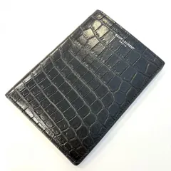 SAINT LAURENT クロコエンボス パスポートケース ブラック イタリア製 鑑定済み 正規品 サンローランのサムネイル