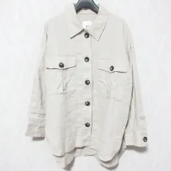 美品 1er Arrondissement プルミエアロンディスモン リネンシャツジャケット B1001AFZ064 36 ベージュ レディース 古着 中古 USED