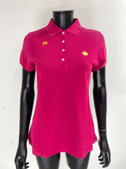 【USED】PEARLY GATES パーリーゲイツ 綿 半袖 ポロシャツ ロゴ刺繍 ピンク レディース 1 M ゴルフウェア