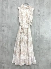 tocco closet トッコクローゼット 186-166828 ウエストりぼん付きフリル装飾トワルドジュイプリーツ ワンピース sizeM/ベージュ系 ■◆ レディース