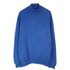 Polo by Ralph Lauren ポロ ラルフローレン ハーフジップ コットンセーター ブルー(メンズ XL)中古 古着 X8387