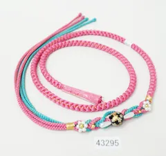 帯締め 正絹 飾り大 飾り玉 パール ビーズ 豪華金糸入 ピンク色 振袖 浴衣 NO43295