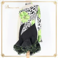 社交ダンス 衣装 in the MOOD インザムード 日本製 ドレス ワンピース ラテン ブラック系 ホワイト系 グリーン系 白 黒 黄緑 ダンス パーティ 発表会 フリル レース デモ 競技 軽い 柄 模様 上品 パーティードレス デモ用 競技用 発表会用