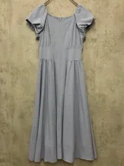 美品 NATURAL BEAUTY BASIC ナチュラルビューティーベーシック 017-5140542 リネンライクパフスリーブ ワンピース sizeM/ブルー ■◆ レディース