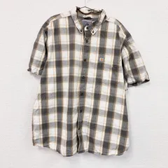 Carhartt　カーハート　半袖ボタンダウンシャツ　チェック柄　灰色　白　グレー　ホワイト　2XLサイズ　古着