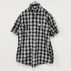 Carhartt　カーハート　半袖ボタンダウンシャツ　ダブルポケット　チェック柄　黒　ブラック　Sサイズ　古着