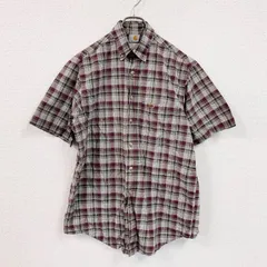 Carhartt　カーハート　半袖ボタンダウンシャツ　チェック柄　ボルドー　古着