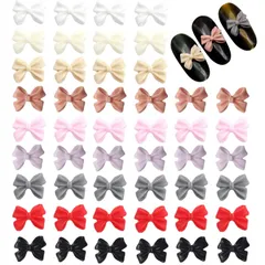 新品 ネイルパーツ リボン 200個セット 3D 立体 蝶結び ネイルアート ジュエリーパーツ ハンドメイド 手作り デコパーツ ランダム色 (短いリボン)