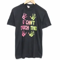 M/古着 半袖 ビンテージ Tシャツ メンズ 80年代 80s 手 クルーネック USA製 黒 26mar19