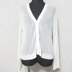 未使用 24AW Diagram ダイアグラム グレースコンチネンタル Vネック リブシアーニットカーディガン 0324353009 36 ホワイト レディース 古着 中古 USED