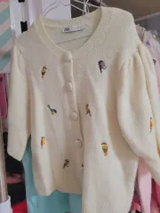 ザラ 新 刺繍 カーディガン アイボリー