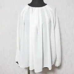 良品 TOMORROWLAND トゥモローランド リキッドジョーゼット ギャザーネックブラウス プルオーバー 11-01-01-01701 36 オフホワイト レディース 古着 中古 USED