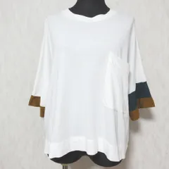 美品 DEMYLEE デミリー ビッグポケット ドルマン ハーフスリーブ ワイド Tシャツ カットソー 2910900238 S ホワイト レディース 古着 中古 USED