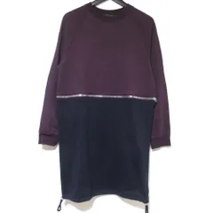 美品 CEDRIC CHARLIER セドリックシャルリエ 2way 長袖 ひざ丈 ワンピース トレーナー プルオーバー I38サイズ パープル ネイビー レディース 古着 中古 USED