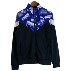 【中古】　PUMA　トラックジャケット　ジャージ　ハイネック　フルジップ　総柄　ブランドロゴ　スポーツ　古着　/0129