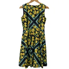 新品同様 Rythme KUMIKYOKU リトゥムクミキョク レモンプリント ノースリーブ ロングワンピース 2 ネイビー レディース 古着 中古 USED