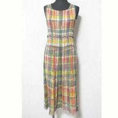 美品 CHRISTIAN AUJARD クリスチャンオジャール ノースリーブプリーツワンピース 9AT マルチカラー レディース 古着 中古 USEDのサムネイル