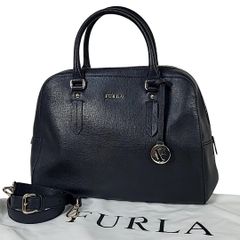 極美品】フルラ エレナ ミニボストンバッグ 肩掛け 2way レザー 黒