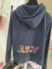 JUICY COUTURE ジューシークチュール ネイビー スパンコール フード ジップアップ