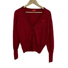 VivienneWestwoodRedLabel(ヴィヴィアンウエストウッドレッドレーベル) カーディガン サイズ2 M レディース 17-01-122002 パープル×ベージュ ニット/刺繍 Vivienne Westwood red label 良品 ヴィヴィアンウエストウッド レッド