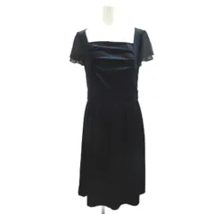 クミキョク 組曲 KUMIKYOKU ワンピース 膝下丈 2 紺 ネイビー スクエアネック 半袖 フレアスリーブ /MD ■ECC003