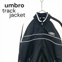 t2407 アンブロ　umbro 海外古着　ヴィンテージ　ブラック　黒色　ワンポイント　刺繍ロゴ　トラックジャケット　ジャージのサムネイル