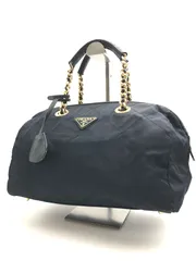 希少　PRADA　プラダ　ハンドバッグ　ミニボストンバッグ　キルティング　テスートナイロン　ネイビー系　4814