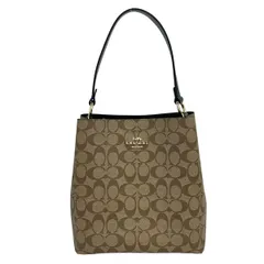COACH(コーチ) ハンドバッグ シグネチャー タウンバケットバッグ 91512 カーキ×黒 レザー