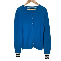 美品 Paul Smith Black ポールスミスブラック シルク カシミヤブレンド 袖レイヤード ニットカーディガン M ブルー レディース 古着 中古 USED