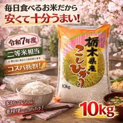 【訳アリ特価】令和7年度　栃木県産　コシヒカリ　単一米　精米　10㎏ 米　業務用　送料無料のサムネイル