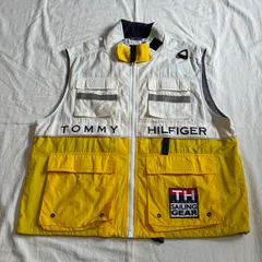 90s TOMMY HILFIGER トミーヒルフィガー SAILING GEAR ナイロンベスト ホワイト×イエロー KITH元ネタ L表記