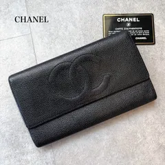 CHANEL シャネル キャビアスキン タイムレスCC 二つ折り長財布 ココマーク デカココ ブラック 黒 ゴールド金具
