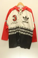【中古】 adidas メンズジャケット M ジップジャケット adidas M 黒 ブラック 赤 レッド ロゴ