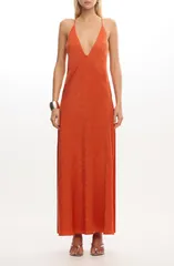 シグニフィキャント・アザー レディース トップス ワンピース サテン マキシ Significant Other Arielle Plunge Back Crushed Satin Maxi Slipdress Rust ラスト