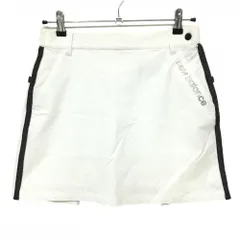 【超美品】ニューバランスゴルフ スカート 白 織生地 ナイロン混 内側インナースカート付 レディース 2(L) ゴルフウェア New Balance
