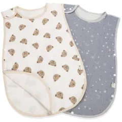 [Lipilea] リピレア スリーパー 赤ちゃん ４重ガーゼ 綿 100％ 女の子 男の子 出産祝い 新生児 0～3歳 (2.くま&夜空【2枚セット】 ベビー