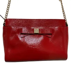 良品 kate spade NEW YORK ケイトスペードニューヨーク レザー リボンモチーフ ショルダーバッグ レッド レディース 古着 中古 USED