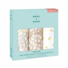 aden + anais(エイデンアンドアネイ) 日本正規品 おくるみ 3枚セット モスリン スワドル レーヨン100% 新生児 夜泣き対策 ガーゼ 出産祝い ベビーギフト 快眠 モロー反射対策SWADABASWS30009