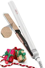 ヘアアイロン ストレート&カール【シルクプレート・5秒高速加熱・瞬間水分蒸発防止】130℃～220℃・5段階温度調整・3000万マイナスイオン・温度記憶機能・クッションプレート・25mmシルクプレート・液晶温度表示・360度回転コード・30分 ed109885