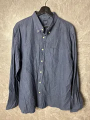00s　90s オールドギャップ 無地シャツ L相当 紺 ネイビー OLD GAP 長袖シャツ 00s ゆるだぼ 古着 ビンテージ ヴィンテージ 90年代 コットン