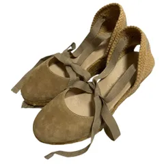 美品 agnes b. アニエスベー リボン ウェッジソール エスパドリーユ サンダル パンプス サイズ36 23cm相当 ブラウン レディース 古着 中古 USED