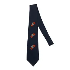 美品 Dominique France ドミニックフランス スリークラウン 刺繍 シルクネクタイ ネイビー メンズ 古着 中古 USED