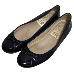 良品 Launa lea ballet ラウナレアバレエ バレエシューズ フラットパンプス 23.5cm ネイビー レディース 古着 中古 USED
