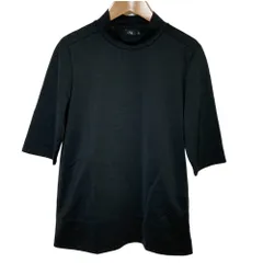 良品 M・fil エムフィル ハーフスリーブ ハイネックカットソー 38 ブラック レディース 古着 中古 USED
