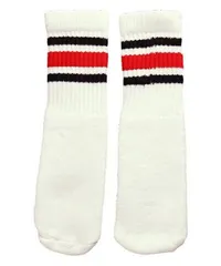 SkaterSocks (スケーターソックス) 10インチ ベビー キッズ 赤ちゃん ロング チューブソックス 靴下 US MADE 70年代 アメリカ製 スケートボード スケボー オールドスクール（ホワイト×ブラック×レッド）