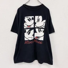 Disney　ディズニー　半袖プリントTシャツ　ミッキー　キャラクターデザイン　黒　ブラック　XLサイズ　古着
