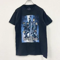 進撃の巨人　半袖プリントTシャツ　アニメT　キャラクターT　黒　ブラック　Mサイズ　古着