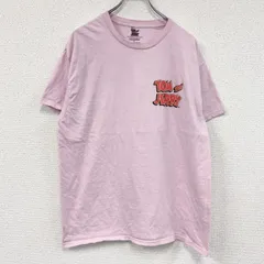 TOM and JERRY　トムとジェリー　半袖プリントTシャツ　アニメT　両面プリント　ピンク　Lサイズ　古着