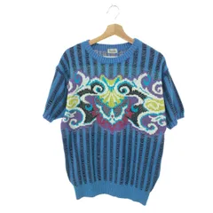 ficce フィッチェ ヨシユキコニシ サマーニット  VINTAGE/半袖/総柄/ストライプ   コットン混 ブルー メンズ / 241011012479